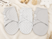 Summer Infant Art.299915 Swaddle Me Gray Medvilninis vystyklas patogiam miegui; tinka vynioti 3,2–6,4 kg svorio kūdikius