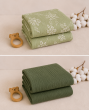 Yukkidds Muslin Cloths Art.299918 Green Leaf  Высококачественная муслиновая пелёнка из бамбука, 1 шт. (60x60см)