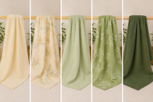 Yukkidds Muslin Cloths Art.299921 Green Leaf Aukščiausios kokybės muslino vystyklai iš bambuko, 1 vnt. (60x60 cm)