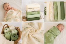 Yukkidds Muslin Cloths Art.299921 Green Leaf Aukščiausios kokybės muslino vystyklai iš bambuko, 1 vnt. (60x60 cm)