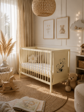 Elf Bed Bloom Art.300021 Bear White Детская деревянная кроватка 120x60см