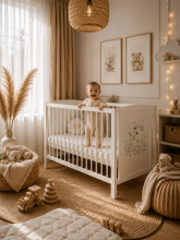 Elf Bed Bloom Art.300022 Bear Taupe Детская деревянная кроватка 120x60см