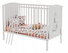 Elf Bed Bloom Drawer Art.300024 Bear White Medinė kūdikio lovelė su stalčiumi daiktams susidėti (120x60 cm)