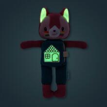 Soft toy with fabric book - Jeanne the cat (glow-in-the-dark)