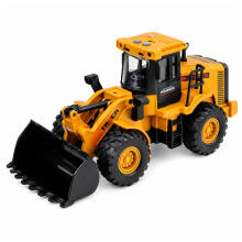 Statybų transporto priemonė Ekskavatorius su judančia kaušu, šviesomis, garsais, geltona 1:43