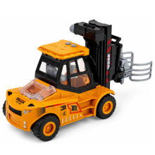 Statybų transporto priemonė - krautuvas su reguliuojamu griebtuvo šviesomis ir garsais, geltonas 1:43