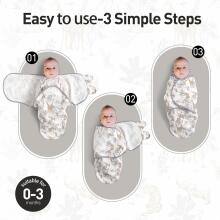 Gllquen Swaddle Set Art.300520 Jungle Medvilninis vystyklas patogiam miegui; tinka vynioti 3,2–6,4 kg svorio kūdikius,3 psc