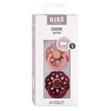 Bibs Boheme Art.32182 Dusty Pink/Elderberry Пустышка(соска) из 100% натурального каучука 6-18 мес.(2 шт.)