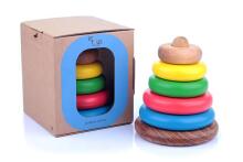Eco Toys Art.30012 Vaikiškos natūralios medinės piramidės klasikinės mažos