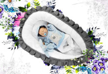 „La Bebe ™ Babynest Art.42110“ smėlio spalvos taškelių lizdas - kokonelis naujagimiams