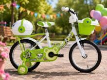 Esperia Kids Bike Panda White/Green 14' Art.9770 Vaikiškas dviratis su pripučiamais ratais ir plieniniu rėmu