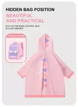 Kids Soft Raincoat Dino Art.63708 Pink  Vaikiškas lietpaltis