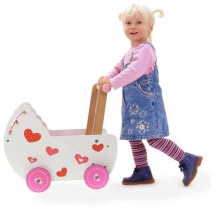 Eco Toys Doll Pram Art.2150 Koka ratiņi lellēm ar gultas veļu