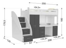 AJK Zuzia Plus Art.65551 Grey Vaikiškas modulinis baldų komplektas