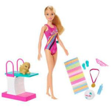 Mattel Barbie  Art.GHK23 Lelle Barbija peldētāja  un kucēns
