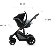 „KinderKraft Prime Lite“ pilkas 3 in1 gaminys. KKKWPRLIGRY3000 universalus vežimėlis 3 in1