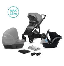 „KinderKraft Prime Lite“ pilkas 3 in1 gaminys. KKKWPRLIGRY3000 universalus vežimėlis 3 in1