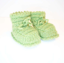 La Bebe™ Lambswool Hand Made Booties Art.70838 Green Натуральные пинетки/носочки для новорожденного из натуральной шерсти