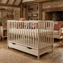 Elf Bed Arco Drawer Art.73282 Taupe Medinė kūdikio lovelė su stalčiumi daiktams susidėti (120x60 cm)