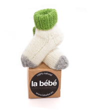 „La Bebe ™ Ėriukų vilna“. 83993 Natūralios vilnos kūdikių kojinės iš natūralios vilnos