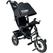 Elgrom Little Tiger Art.30151 Black Детский трехколесный интерактивный велосипед c надувными колёсами, ручкой управления и крышей