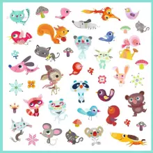 Djeco 160 lipdukų Little Friends Art.DJ08842