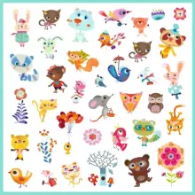 Djeco 160 lipdukų Little Friends Art.DJ08842