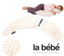 „La Bebe ™ Moon“ motinystės pagalvė, art. 95571 „Beige Dots“, didelė nėščiųjų pagalvė su atminties putomis (ypač minkšta ir tyli, prisitaikanti prie kūno) 195 cm