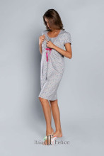 Italian Fashion Oma Art.91872 Melange  Хлопковая ночная рубашка для беременных/кормления с коротким рукавом