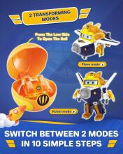 Super Wings Transforming Paul Art.EU760965 Transformuojantis grindų ir gyvūnų galios kamuoliuko žaislas, maždaug 12,3 cm