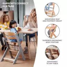 KinderKraft Enock 92567 baltos medienos maitinimo kėdė