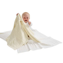 Babydan Blue Art.6355 Хлопковый ажурный детский пледик-одеялко 70х90 см