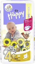 „Happy Maxi Plus Big Pack“ vaikiškos sauskelnės 4+ dydžio nuo 9-20kg, 62vnt.