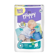 „Happy Junior Extra Big Pack“ vaikiškos sauskelnės 6 dydis nuo 16 + kg, 54vnt.