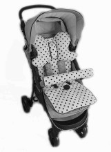 La bebe™ Minky+Cotton Stroller Mat Set Art.95230 Black&White Dots Комплект вкладышей  для коляски с пледиком