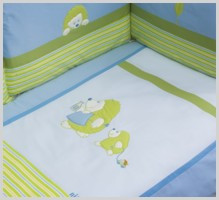 NINO-ESPANA  Bērnu gultas veļas kokvilnas komplekts 'Erizo Blue'  '5+1'