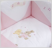 NINO-ESPANA Vaikiškų lovatiesių medvilnės komplektas „Baile Pink“ 5 + 1