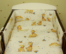 Kokvilnas gultas veļas komplekts trīsdalīgs Žirafe ar  lācīti K014 / K015