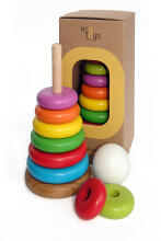 „Eco Toys Art.30011“ klasikinė vaikų natūralaus medžio piramidė