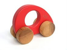 Детская деревянная игрушечная красная  машинка  SI-12005