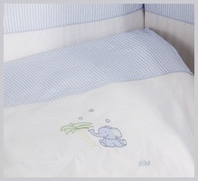NINO-ESPANA  Bērnu gultas veļas kokvilnas komplekts 'Elefante Blue' - 5+1