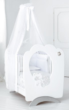 Lettino Baby Expert Gioiello Детская эксклюзивная кроватка с кристаллами Swarovski Tesoro Mio Bianco, цвет: Белый/платиновый