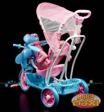 Baby Maxi HIT bičių menas. 32550 „Blue &amp; Pink“ interaktyvus vaikų triratukas su stogu (757)