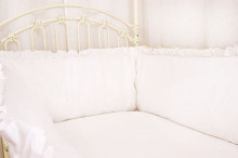 MimiNu Pink Kokvilnas apmalīte bērna gultiņai ar kantīti 360 cm 