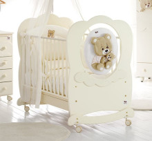 Baby Expert Abbracci by Trudi Bianco Platino Art.37825 Детская эксклюзивная кроватка с кристаллами Swarovski