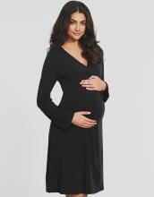 La Bebe™ Nursing Cotton Dress Donna Art.38397 Eclipse Black Maternity/Nursing Dress Juoda medvilnė prieš / po motinystės suknelės