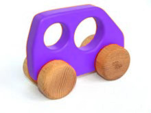 „Eco Toys“ 14007 straipsnis. Medinis vaikų žaislinis raudonas mažas autobusas