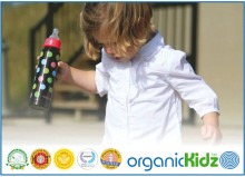 OrganicKidz Art.270 / Pink Stripes Organinis kūdikių buteliukas / termosas iš nerūdijančio plieno (270ml)