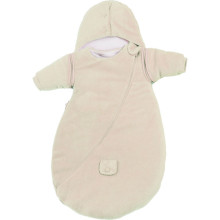 Baby Calin BBC610005 Ecru Reguliuojamas kūdikio miegmaišis su gobtuvu ir rankovėmis 0 + m