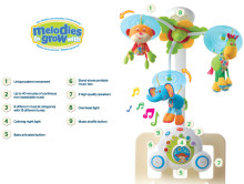 TINY LOVE „Soothe 'n Groove“ muzikinė karuselė su pliušiniais elementais
